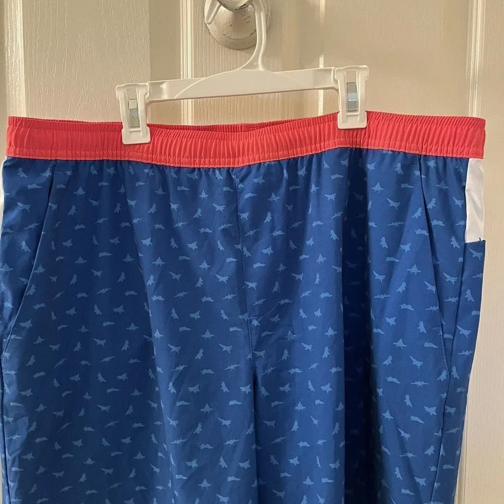 Chubbies Fighter Jets Planes Swim Trunks Board Shorts Red White Blue Men's 2XL